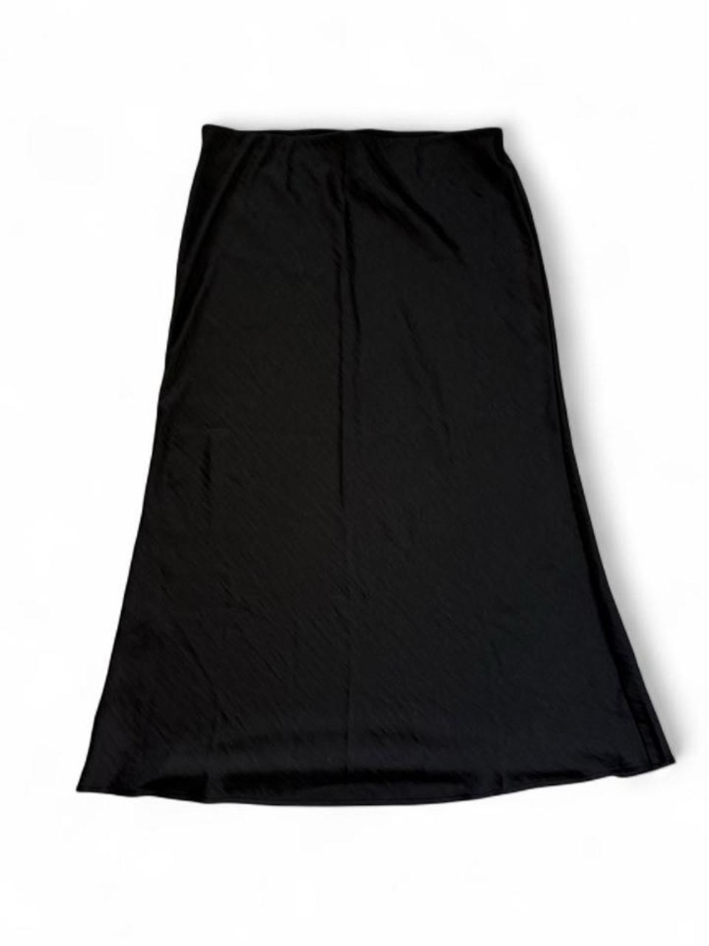 A New Day Black Satin Midi Skirt